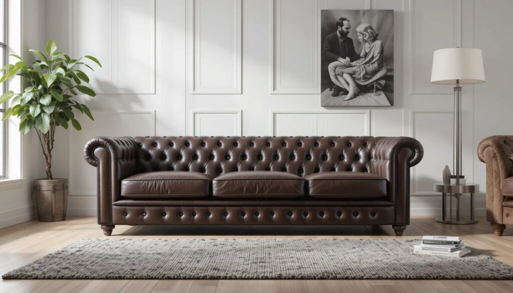 canapé Chesterfield en cuir