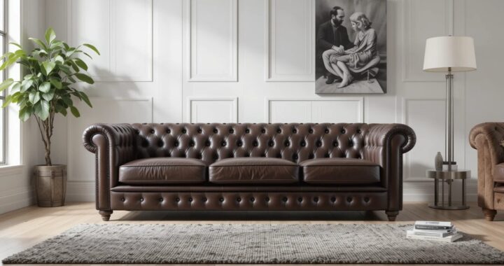 canapé Chesterfield en cuir