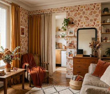Une scène illustrant : Studio locataire : 9 astuces déco sans percer ni peindre pour l’automne 2026 (papier repositionnable